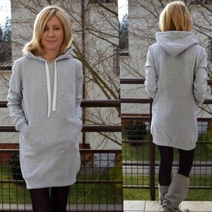 KAPO - cotton sweater with hood and pockets / 5 colours / Long hoodie / tunic hoodie / Handmade Sisters / made in Poland