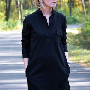 SAHARA 100% cotton dress with a stand-up collar made in Poland / with pockets / handmade dress / simple dress / vintage image 4