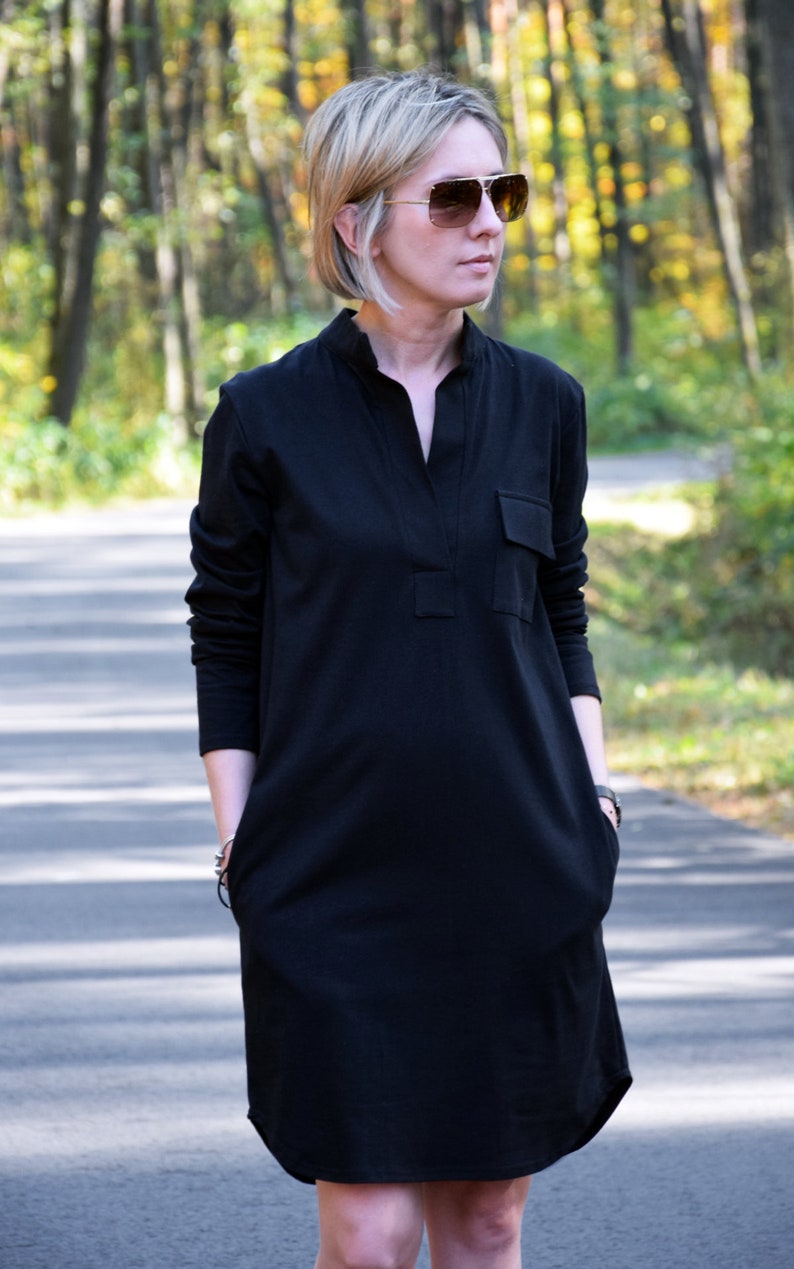 SAHARA Robe 100% coton avec un col stand-up made in Poland / avec poches / robe faite main / robe simple / vintage image 4