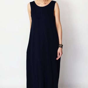 FEEL 100% cotton maxi dress with pockets / loose dress / oversize dress / dress large size / sleeveless / handmade summer dress Blue