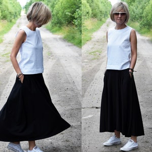 ROMA - long 100% cotton skirt with high waist / pockets / made in Poland / max skirt / long skirt / handmade / vintage skirt