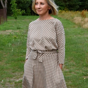 Cotton Polka Dot Dress with Pockets – Comfortable Everyday Style, Handmade in Poland