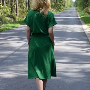 MANILA Cotton midi dress green / party dress / summer dress / dress for autumn / loose dress image 3