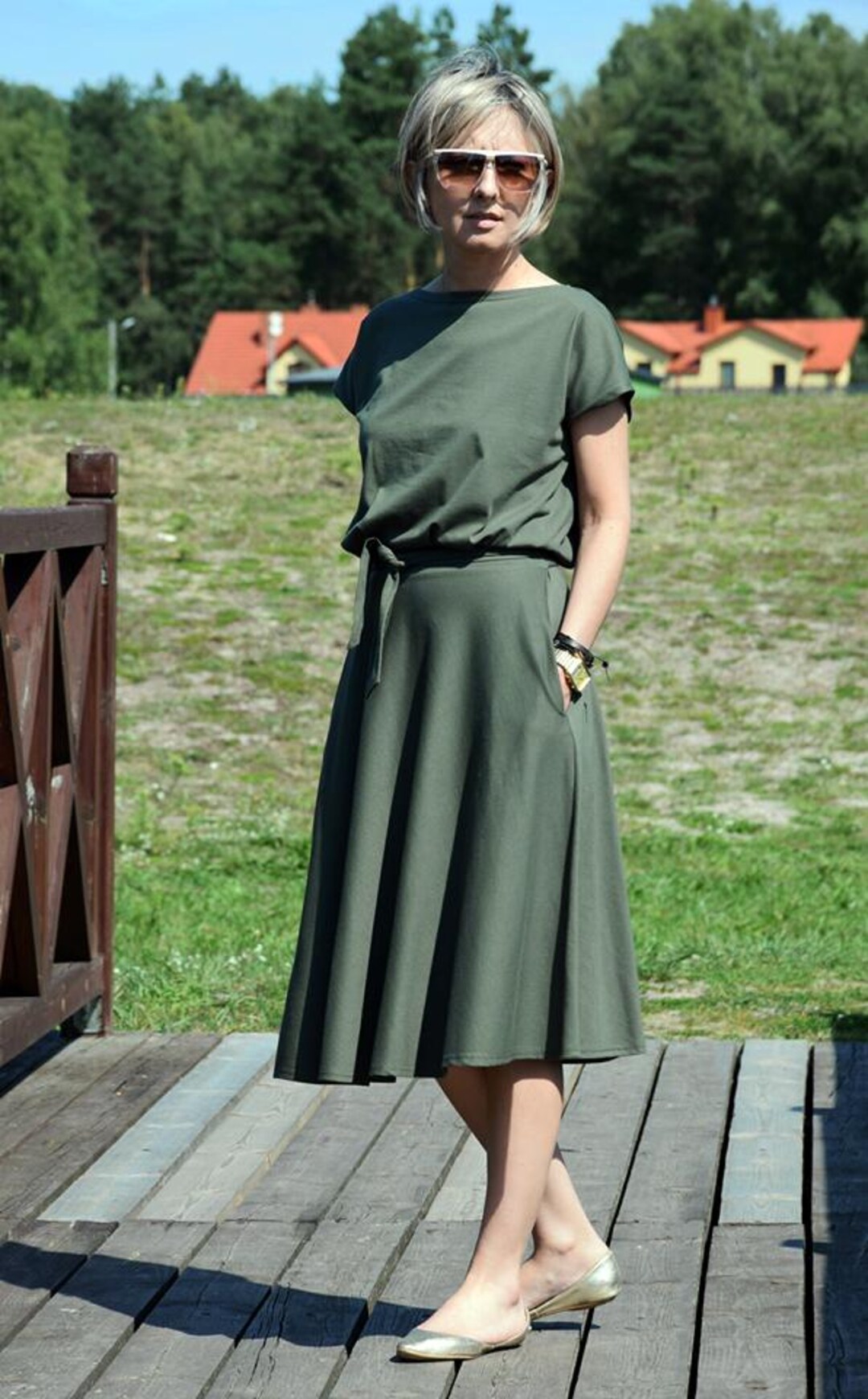 LUCY Midi Dress Cotton Dress Long Midcalf Belt Dress Long Cotton Dress for Woman Waist Belt Dress A Dress Dress With Pockets Etsy Canada