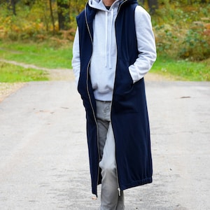 Cotton sleeveless cardigan / Women cotton Vest / Long cardigan / women&#39;s clothes / DEEP