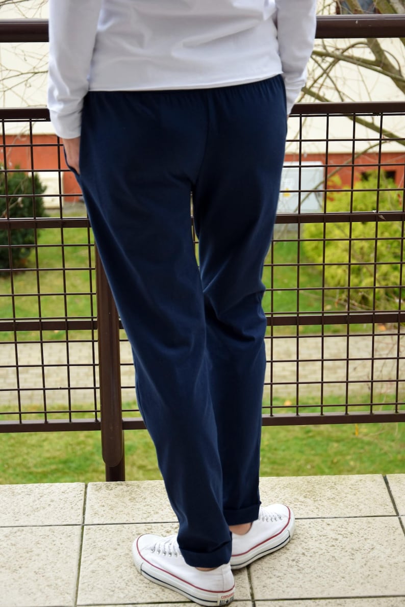 OFFICE Pantalon 100% coton avec un arc / pantalons de survêtement / pantalons amples / pantalons de survêtement bleu marine / made in EU / pantalon unique / bleu / 4 couleurs image 3