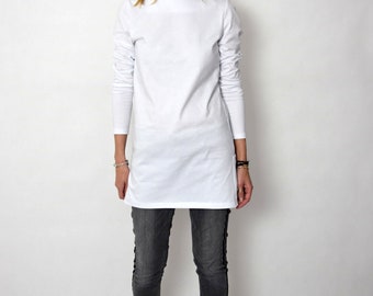 Cotton long sleeve blouse, Cotton basic women's blouse, cotton sleeve t-shirt, cotton blouse, AMBER blouse, white blouse