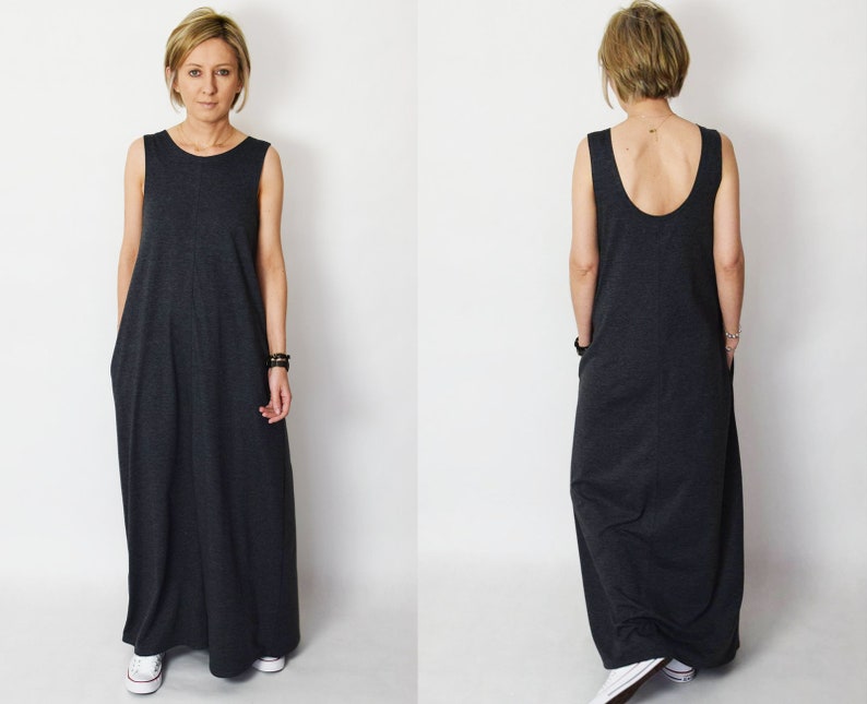 FEEL 100% cotton maxi dress with pockets / loose dress / oversize dress / dress large size / sleeveless / handmade summer dress image 1
