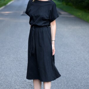 MANILA Cotton midi dress green / party dress / summer dress / dress for autumn / loose dress Black