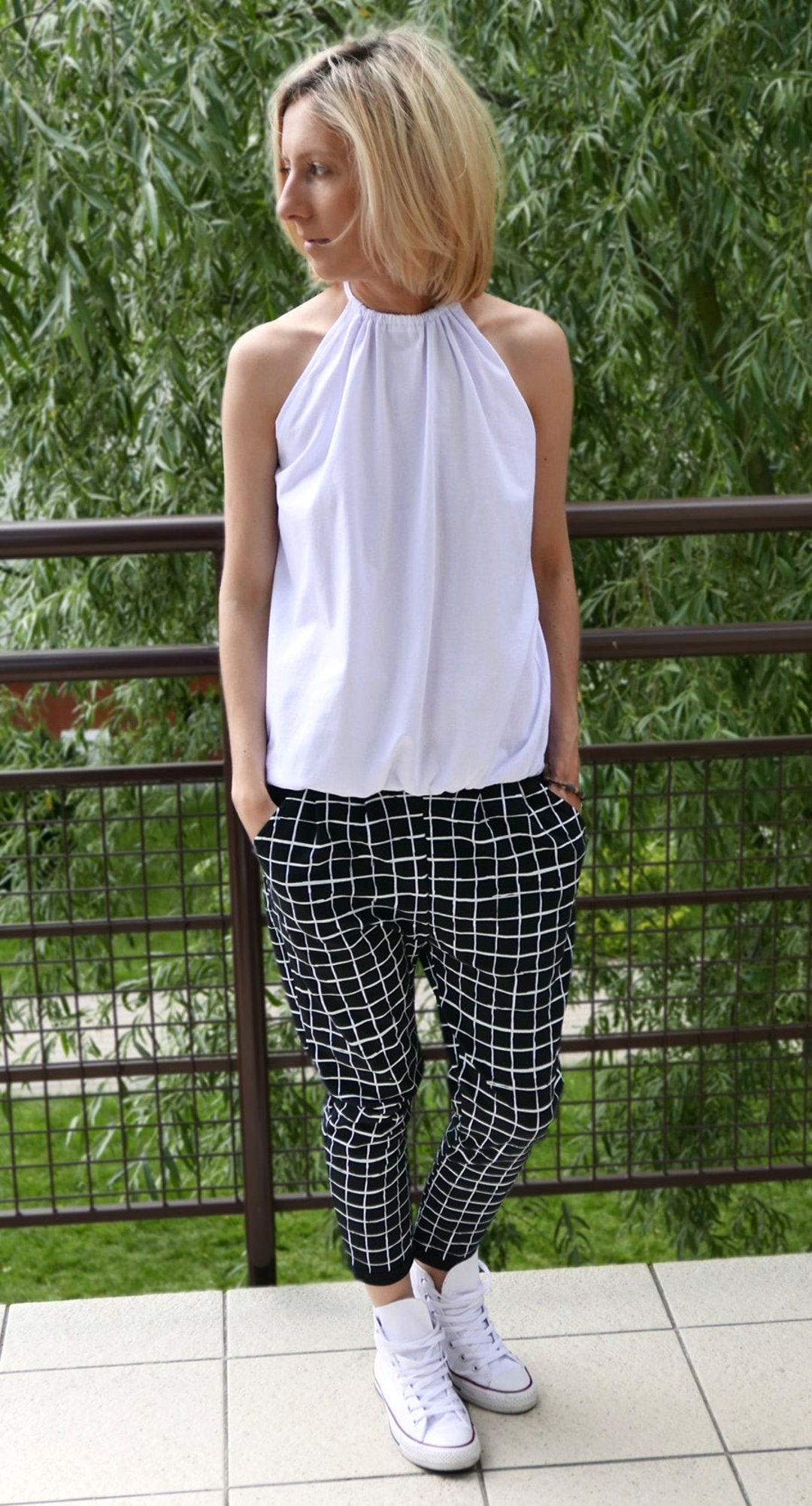 Backless Tied Plunge Cap Sleeve T-Shirt