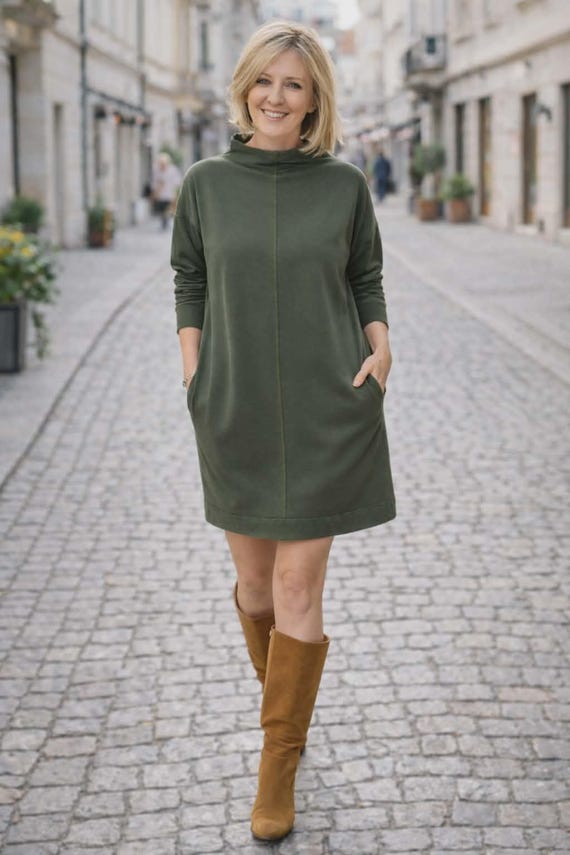 cotton sweatshirt dress women Women's Sweatshirt Dress | Organic Cotton