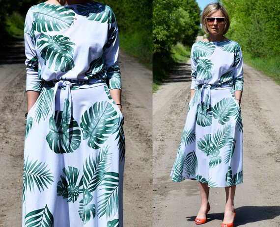 ADELA Midi Flared Cotton Dress / Loose 