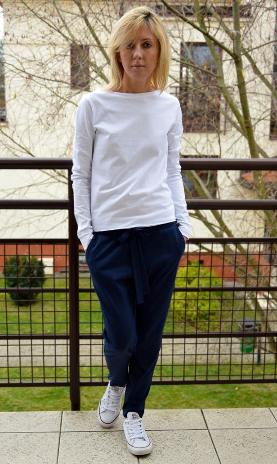 OFFICE 100% Cotton Pants With a Bow / Sweatpants / Loose - Etsy UK
