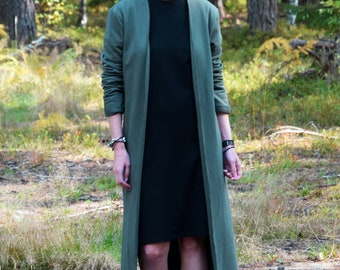 100% Cotton Long Cardigan: Elegant Women's Casual Knit Sweater