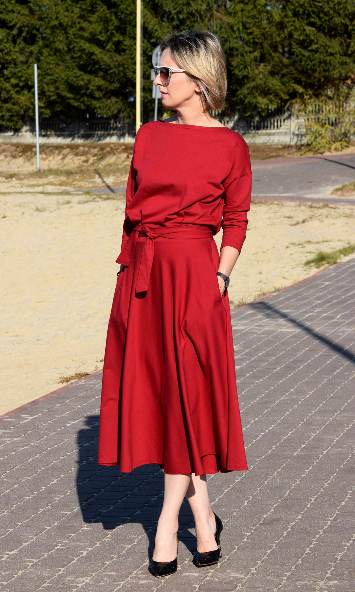 Woven Flannel Loose Dress main image 1