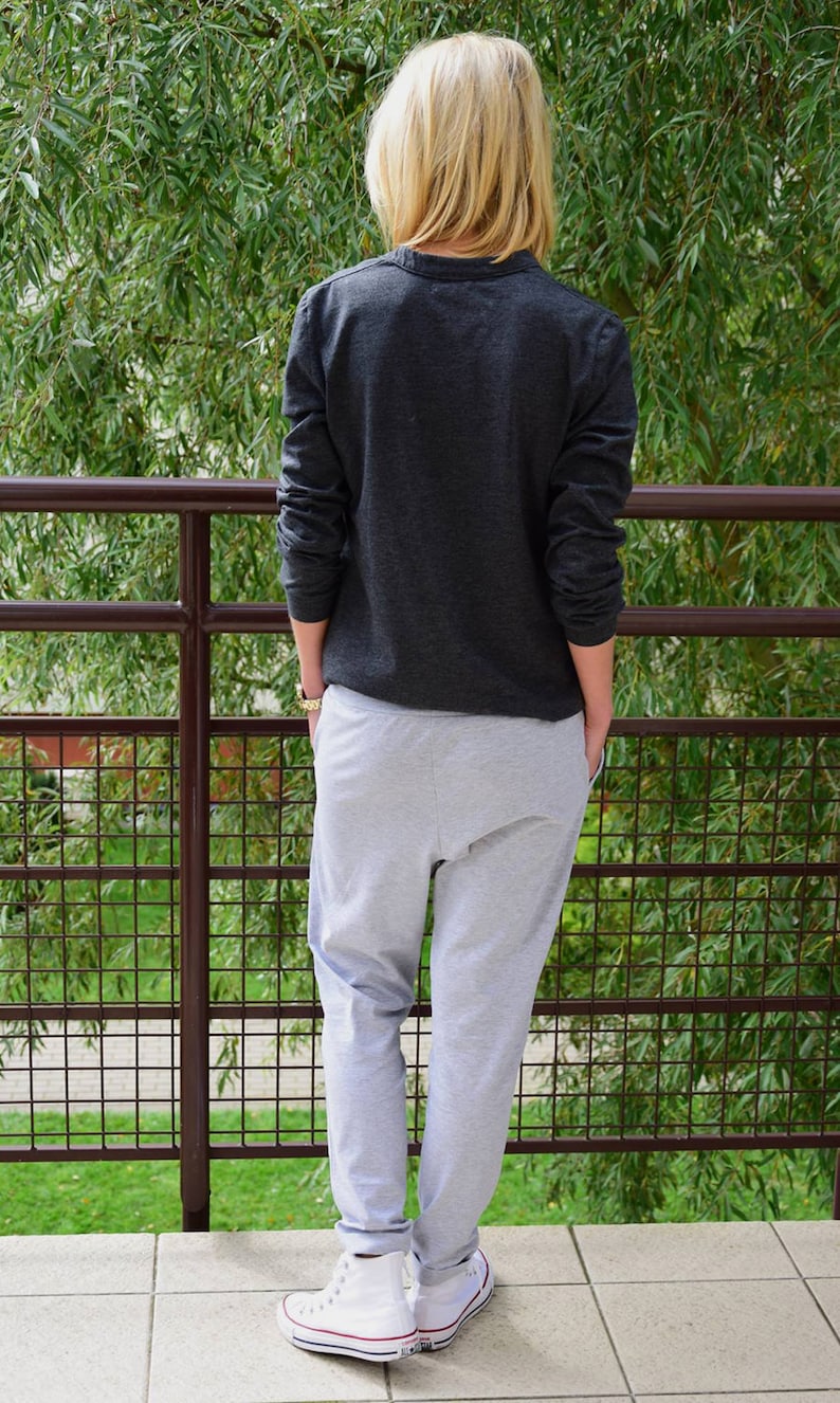 OFFICE 100/% cotton pants with a bow sweatpants loose trousers grey sweatpants made in EU unique pants 5 colors