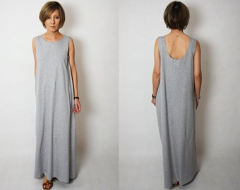 FEEL - 100% Baumwolle Maxikleid mit Taschen / loses Kleid / Oversize Kleid / Kleid groß / ärmellos