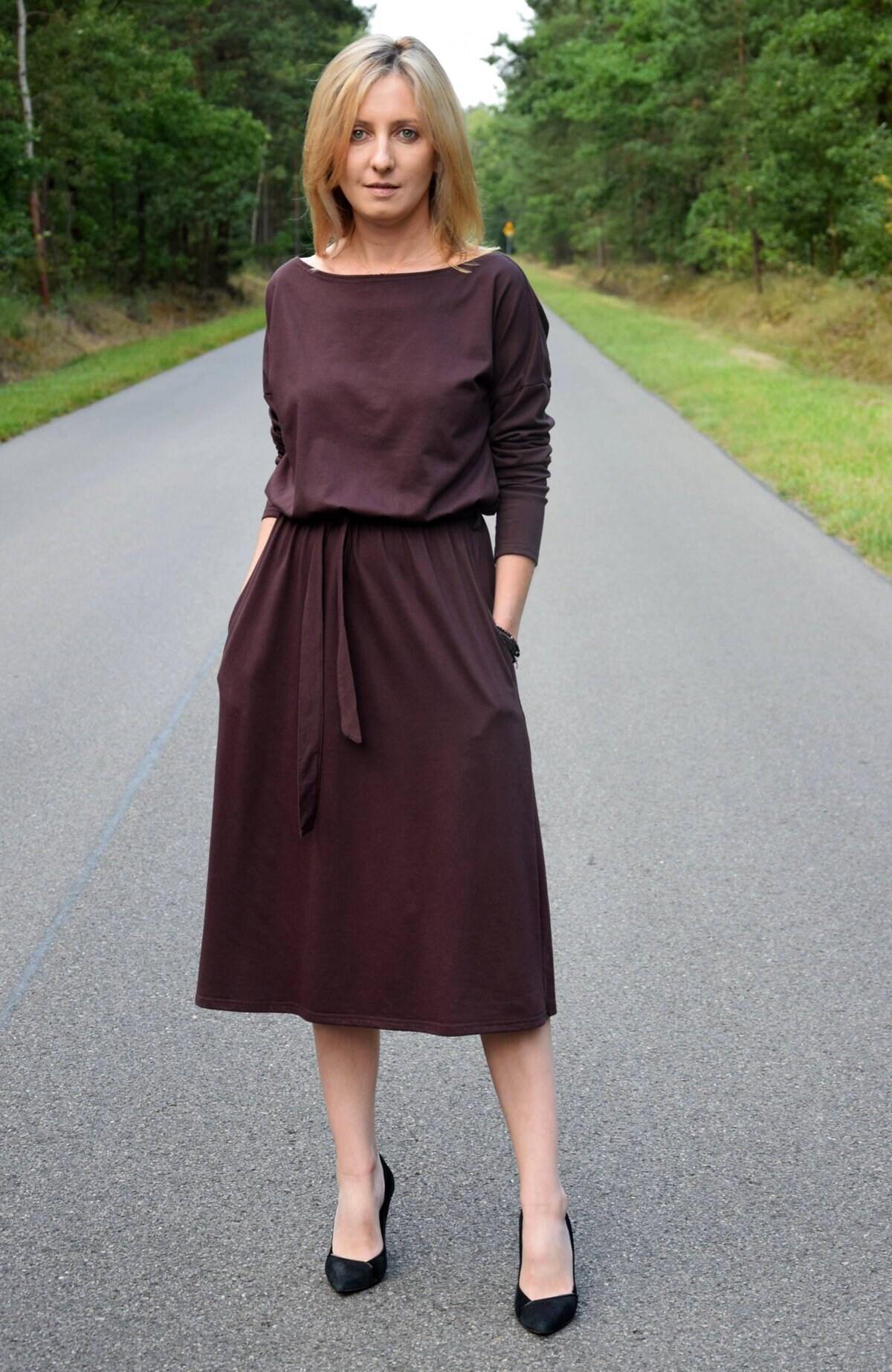 ROSE 100% Cotton Dress With Belt 
