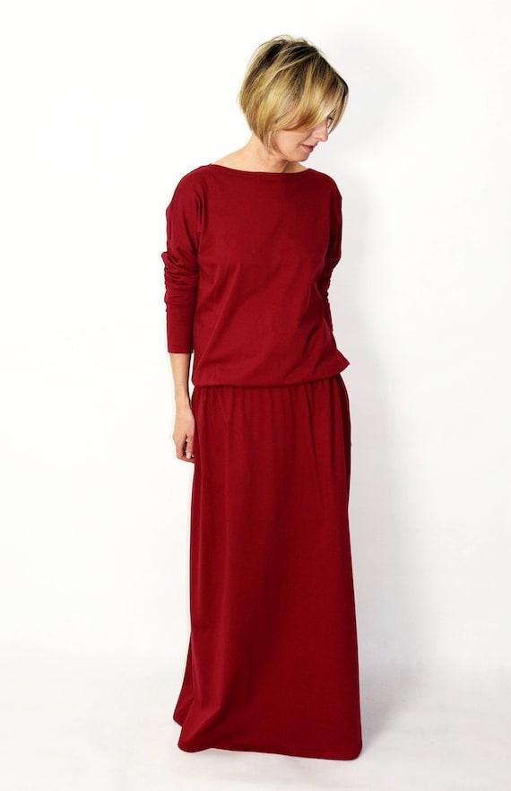 Dark red maxi dress uk online