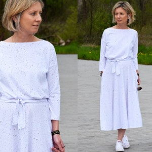 ADELA Midi Flared cotton dress / loose Dress / 100% cotton / Dress with Pockets / women's dress / long dress / dress for office / elegant