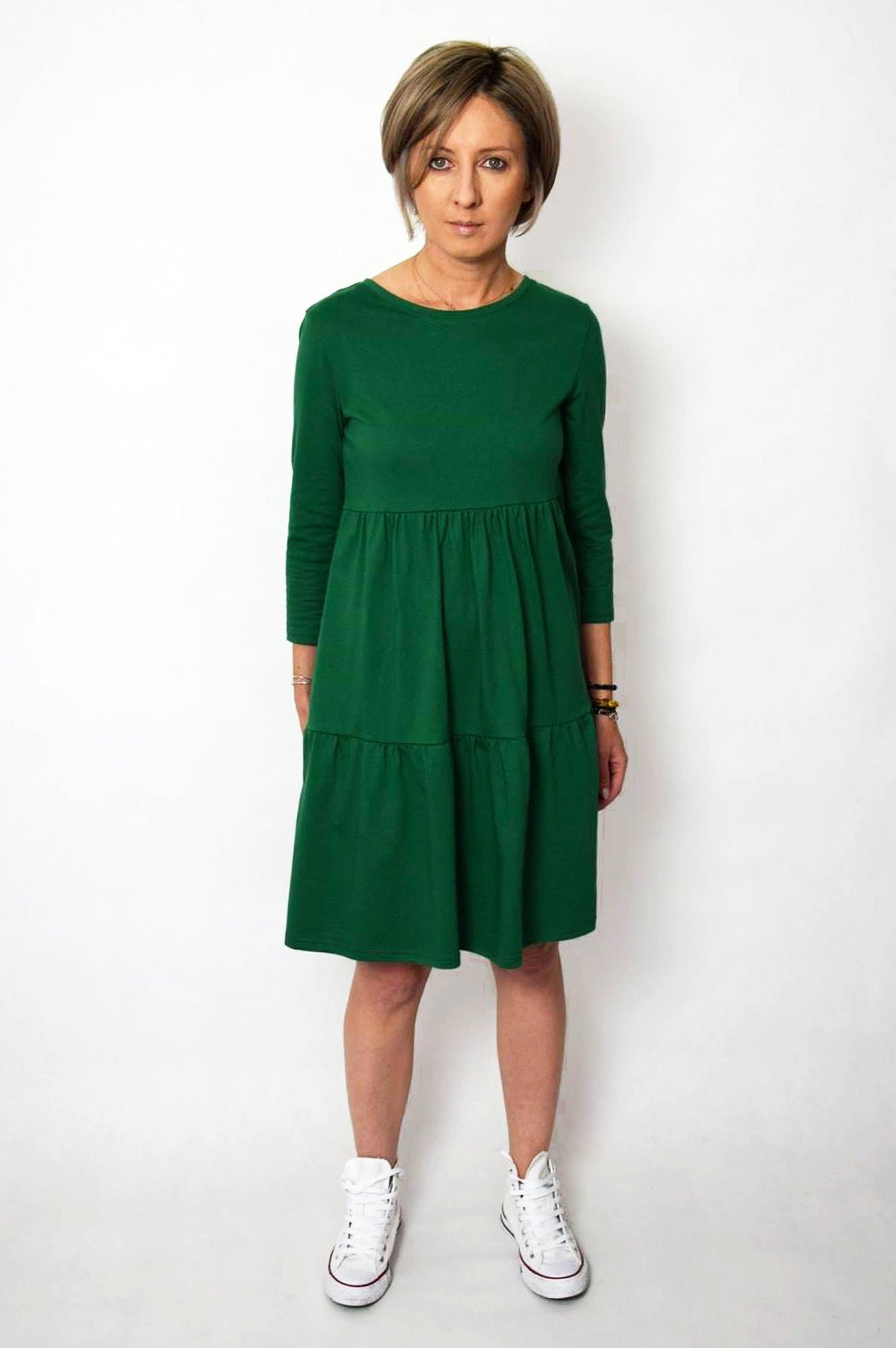 Mini dress with frills / cotton dress / loose dress / casual dress / BLUM dress / size S (36)