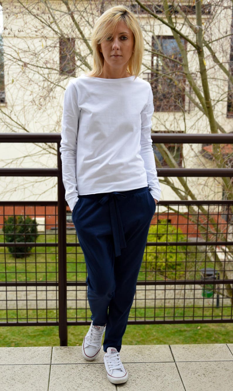 OFFICE 100/% cotton pants with a bow sweatpants loose trousers grey sweatpants made in EU unique pants 5 colors