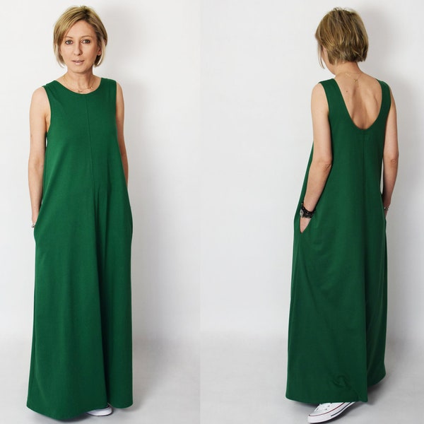 FEEL - 100% cotton maxi dress with pockets / loose dress / oversize dress / dress large size / sleeveless