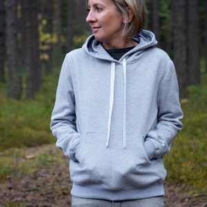 GAJA women's hoodie / sweatshirt and large kangaroo pocket / 5 colours / Handmade by Sisters / dark gray hoodie / simple hoodie image 6