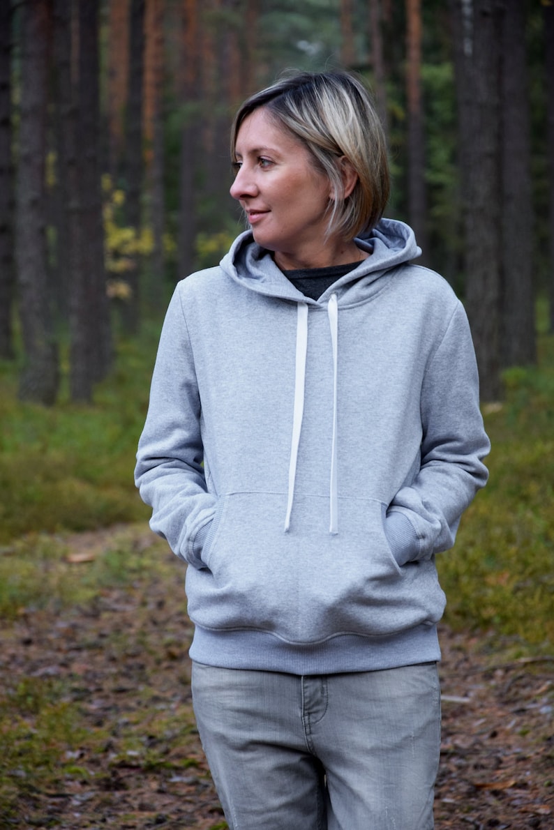 GAJA women's hoodie / sweatshirt and large kangaroo pocket / 5 colours / Handmade by Sisters / dark gray hoodie / simple hoodie image 6