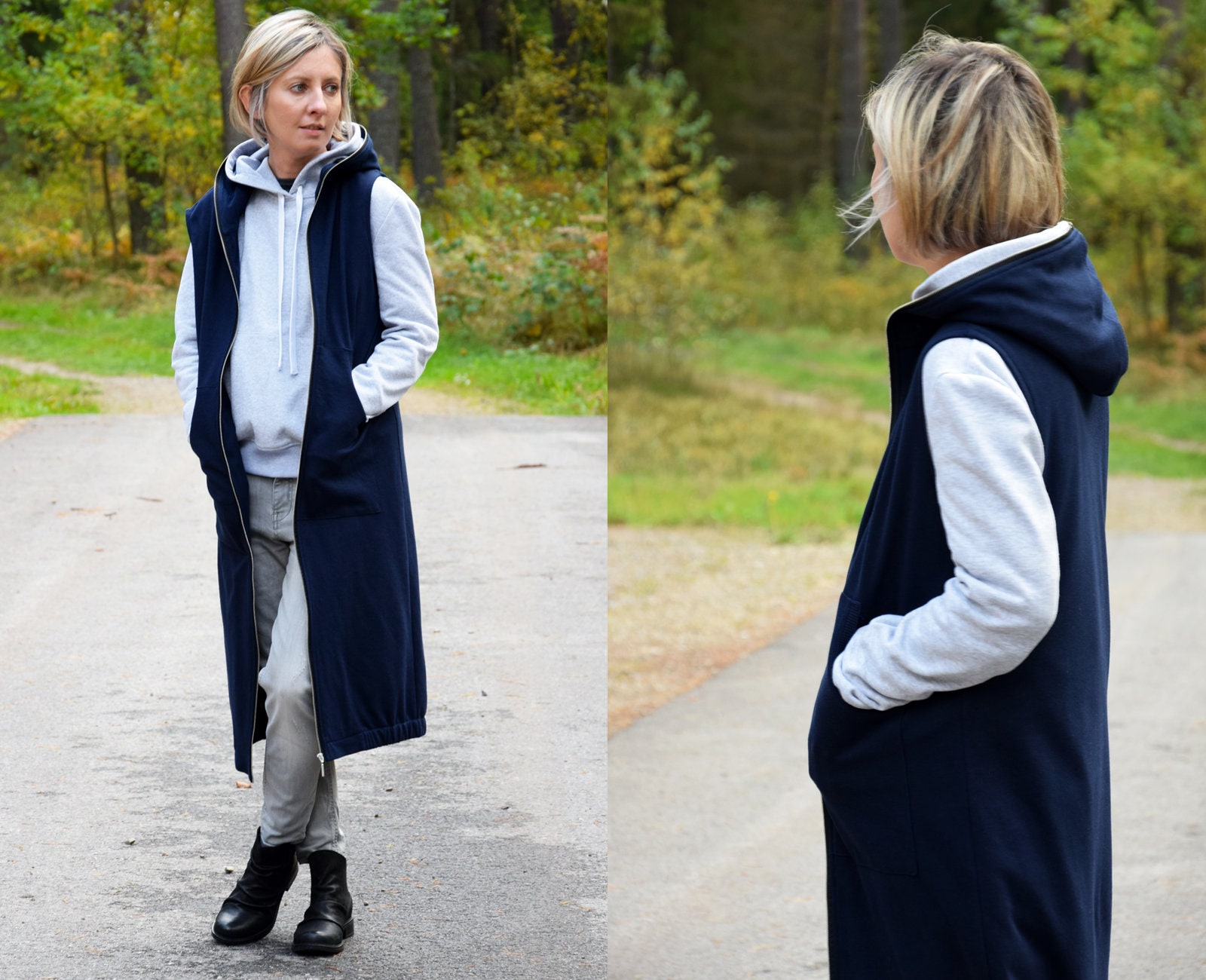 Cotton Sleeveless Long Cardigan 
