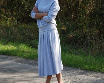 KARI - 100% cotton midi skirt / flared / grey skirt / loose / more colours / product EU / autumn / winter / spring / summer