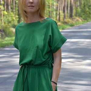 MANILA Cotton midi dress green / party dress / summer dress / dress for autumn / loose dress image 4