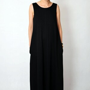 FEEL 100% cotton maxi dress with pockets / loose dress / oversize dress / dress large size / sleeveless / handmade summer dress Black