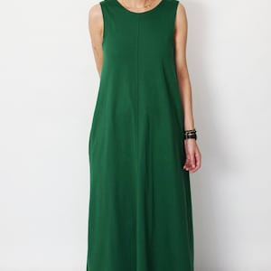 Vestido de algodón de gran tamaño/vestido de algodón suelto/vestido largo sin mangas/vestido de algodón sin mangas/vestido maxi de algodón/