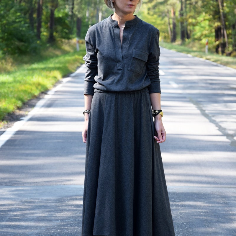 Retro Stand-up Collar Long-Sleeved Dress main image 0