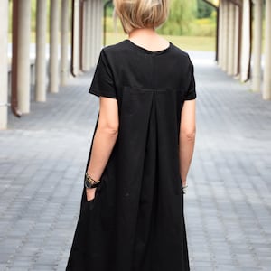 TESSA Aförmiges Kleid mit kurzen Ärmeln / Kleid aus 100% Baumwolle / handgemacht / lockeres Kleid / Taschen / lockere Größe Bild 3