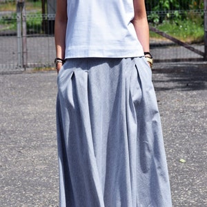 Cotton midi skirt with pockets / high-waist skirt / size XS-XXL / Roma skirt