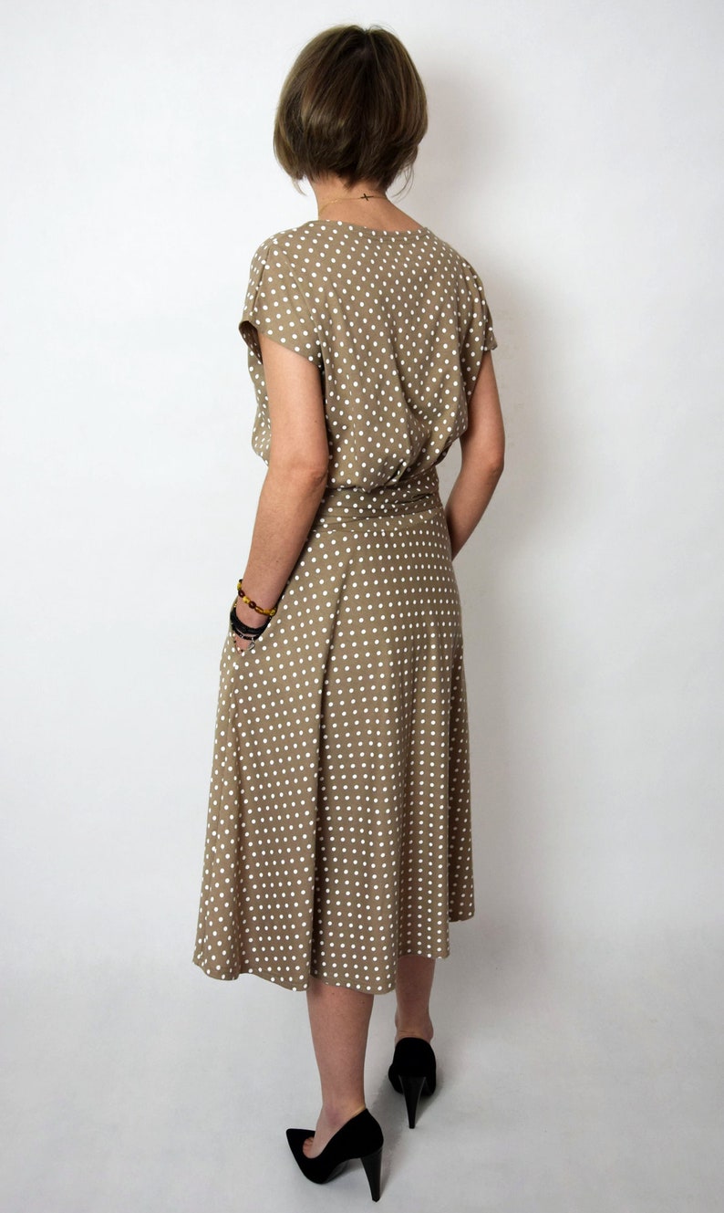 LUCY gepunktetes Kleid Midi Flared Baumwolle Kleid aus Polen / handgemachtes Kleid / 100% Baumwolle Kleid / Vintage Kleid / Sommer / made in Poland Bild 8