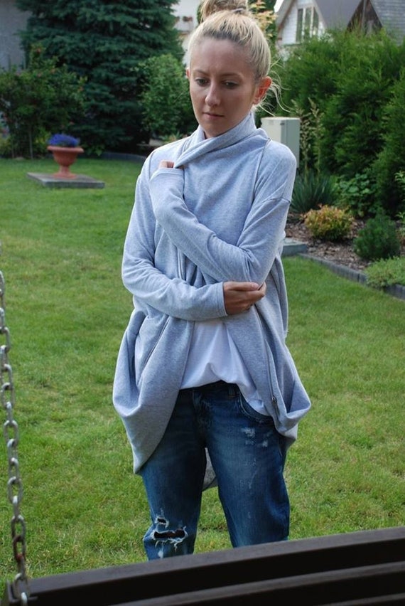 HANNAH sweat shirt en coton avec serrures pour femme pull long sweat long pull sur la fermeture eclair mode style manches longues Etsy France