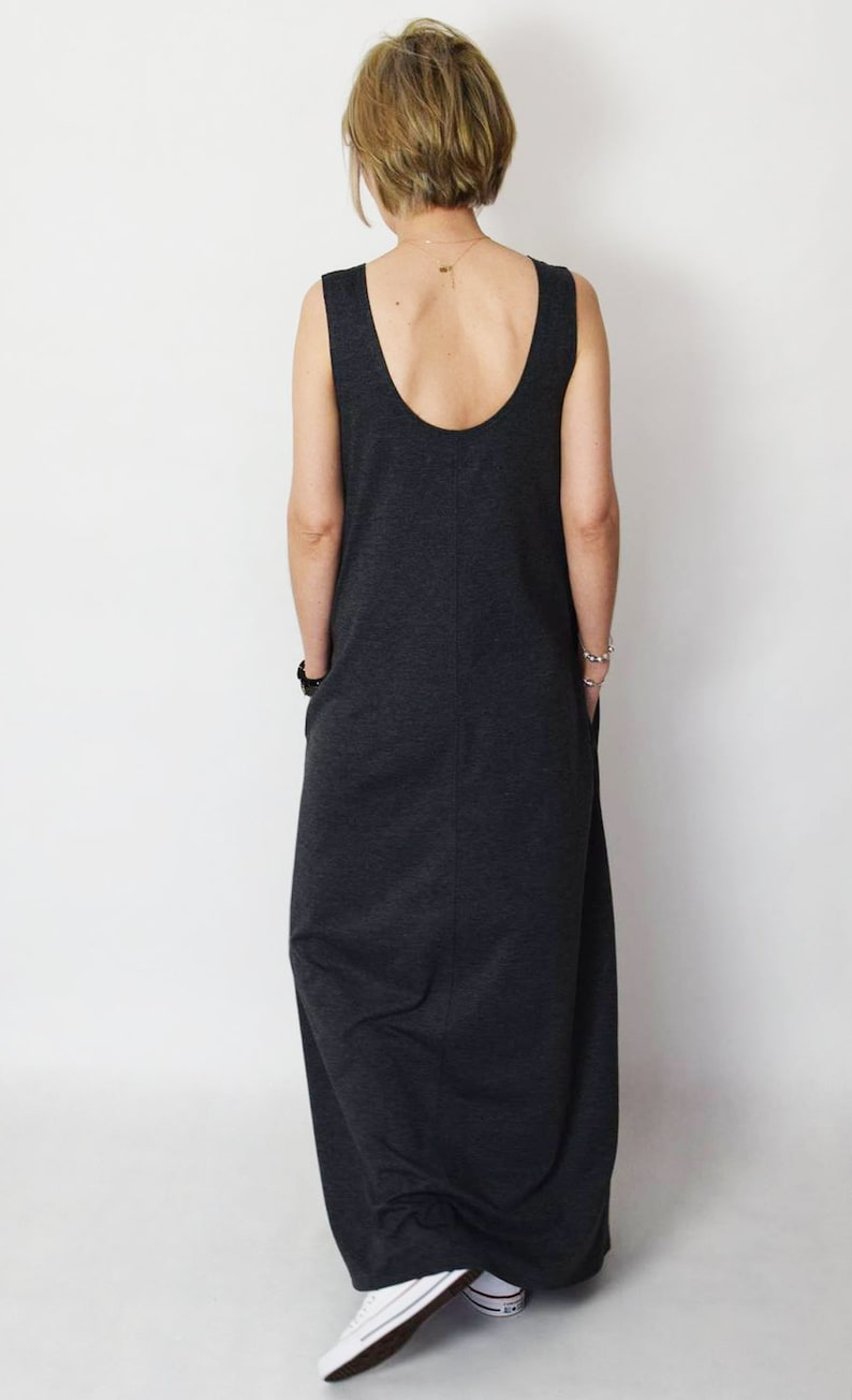 FEEL 100% cotton maxi dress with pockets / loose dress / oversize dress / dress large size / sleeveless / handmade summer dress image 3