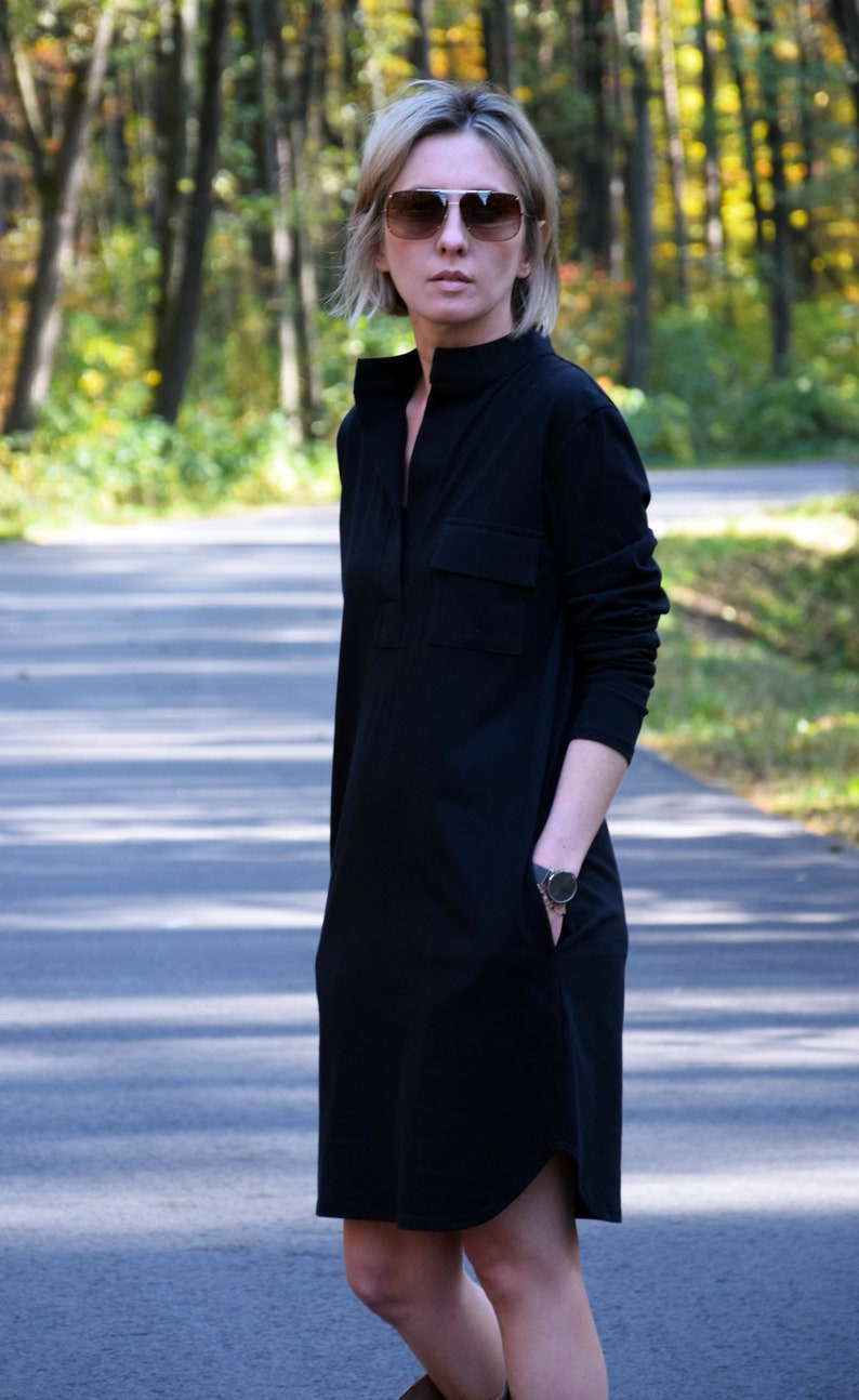 SAHARA Robe 100% coton avec un col stand-up made in Poland / avec poches / robe faite main / robe simple / vintage image 3