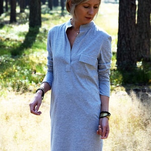 SAHARA 100% Baumwollkleid mit Stehkragen aus Polen / mit Taschen / handgemachtes Kleid / schlichtes Kleid / Vintage Bild 8