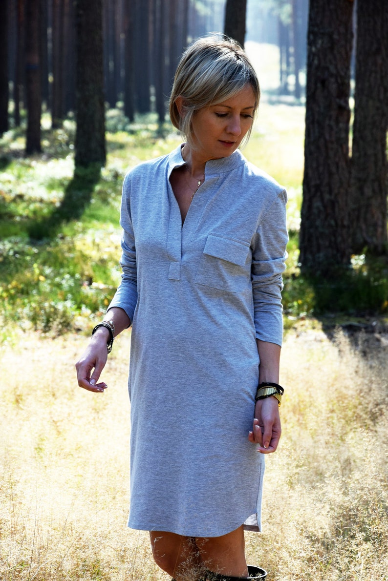 SAHARA 100% cotton dress with a stand-up collar made in Poland / with pockets / handmade dress / simple dress / vintage image 8