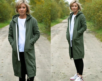BabyYoung Women Hooded Thick Zip Up Modern Long Sleeve Mid Long Outwear BabyYoung Women Hooded Thick Zip Up Modern Long Sleeve Mid Long Outwear