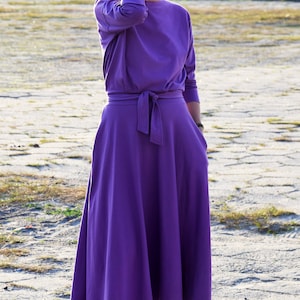 ADELA Midi Robe coton dété évasée / 100% coton / Robe avec poches / robe femme / robe midi / robe pour le travail / Robe violette image 8