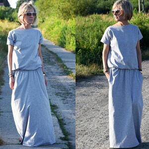 CLEO dress with pockets 100% cotton / grey dress / long dresses / maxi dress / summer dress / loose dress / Minimalist Dress