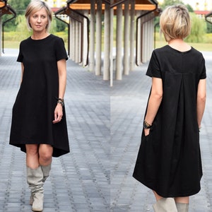 TESSA - A-shaped dress with short sleeves / 100% cotton dress / handmade / loose dress / pockets / loose size