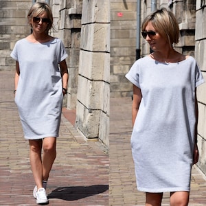 ALEGRA - 100% cotton dress with short sleeves and pockets / tunic dress / handmade dress / made in Poland