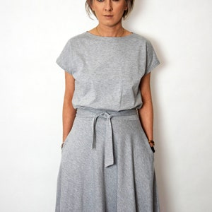 LUCY Midi Flared cotton dress form Poland / handmade dress / 100% cotton dress / vintage dress / spring / summer / made in Poland Gray