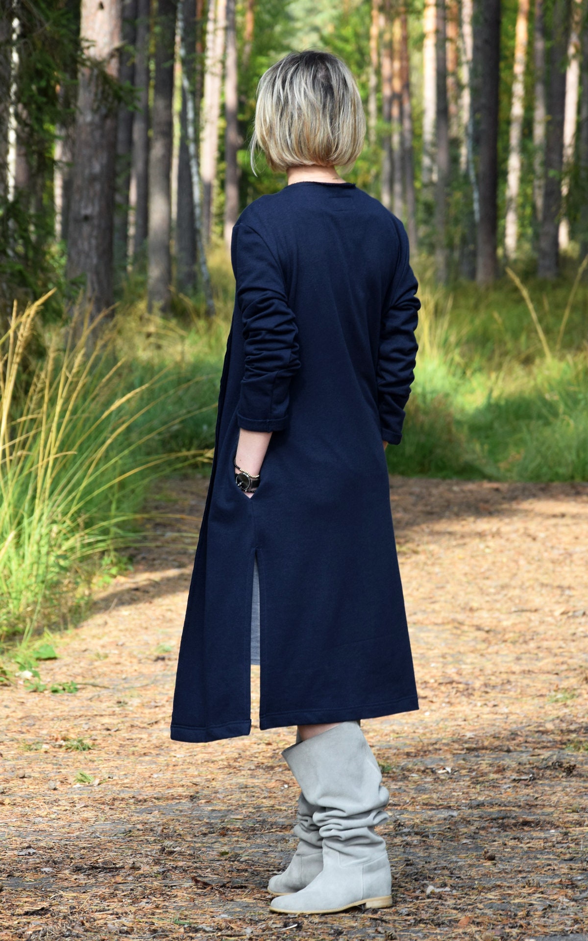 Adela thick knitted trench cardigan best sale jacket